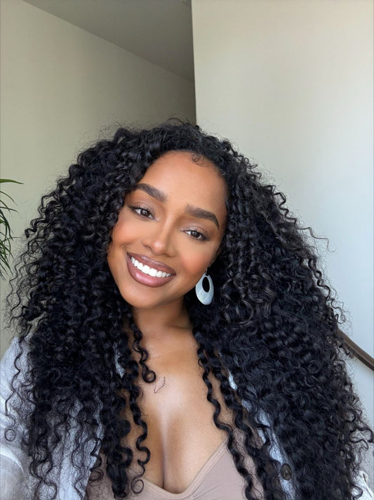 Burmese Curly Half Wig InvisiFit Strap Human Hair Wear Go Glueless Wig for Beginners