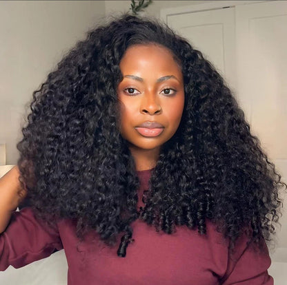 Burmese Curly Half Wig InvisiFit Strap Human Hair Wear Go Glueless Wig for Beginners