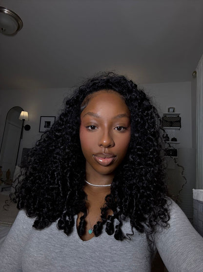 Burmese Curly Half Wig InvisiFit Strap Human Hair Wear Go Glueless Wig for Beginners