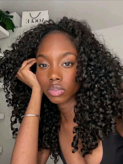 Pixie Curly Half Wig InvisiFit Strap Human Hair Wear Go Glueless Wig for Beginners