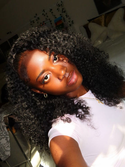 Pixie Curly Half Wig InvisiFit Strap Human Hair Wear Go Glueless Wig for Beginners